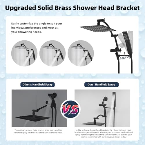 Hibbent All Metal 10x9 Rainfall Handheld Shower Combo
