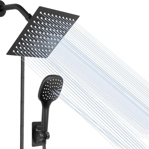 NearMoon Handheld Shower with 3 Settings and 8 Inch Matte Black Showerhead