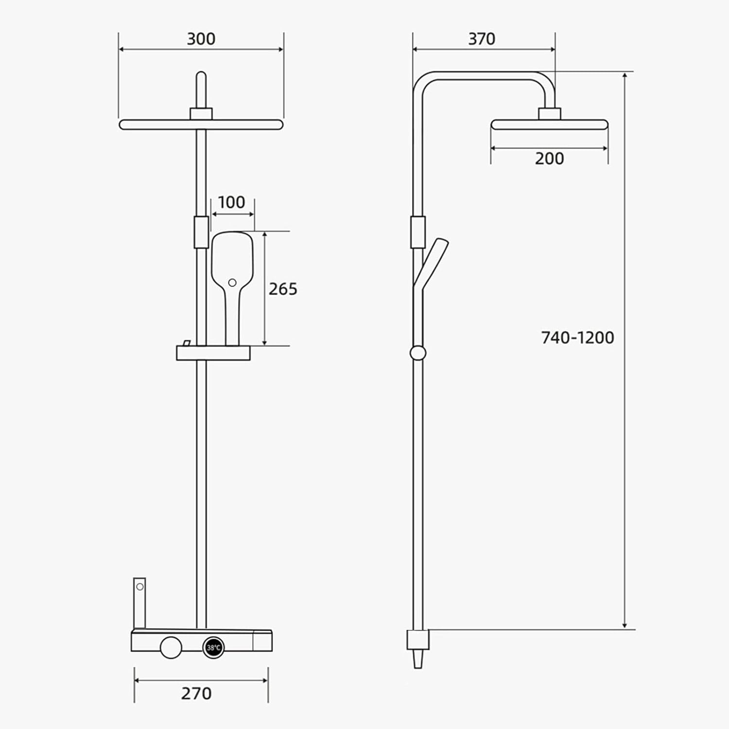 Digital Display Shower Faucet Set with 4 Functions 1