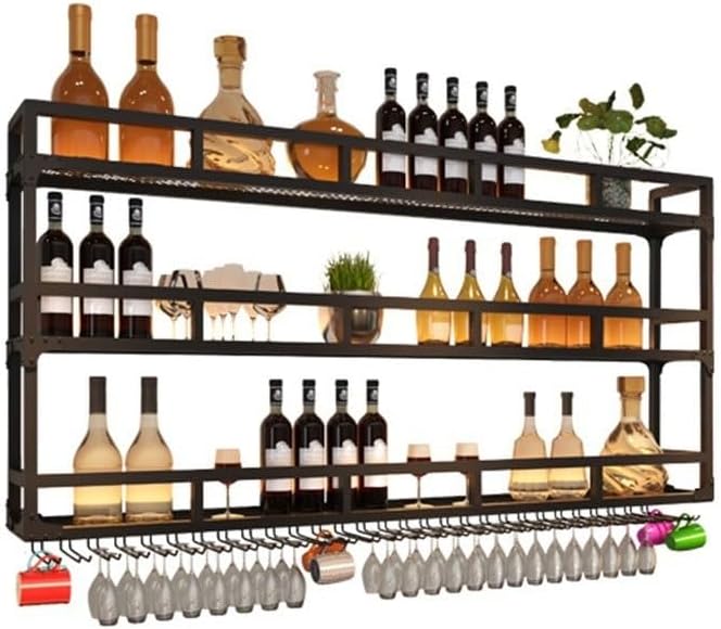SilteD Wall-Mounted Wine Rack with LED Industrial Style