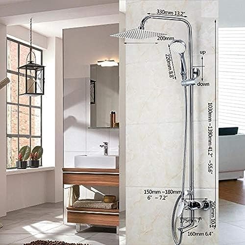 TECKI Square Chrome LED Rain Shower Wall Mount Set