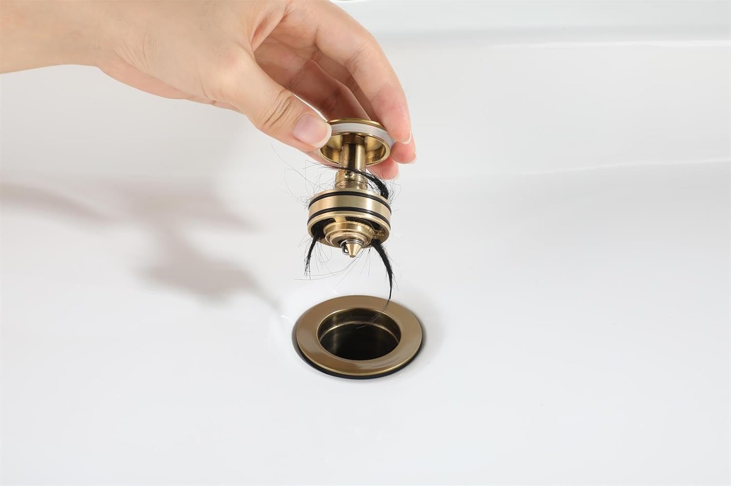 PARLOS Pop Up Sink Drain Stopper with Overflow Brushed Gold