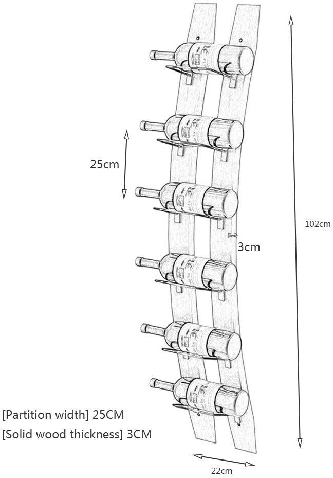 Wall Mounted Wine Rack 6 Bottle Storage with Iron Frame
