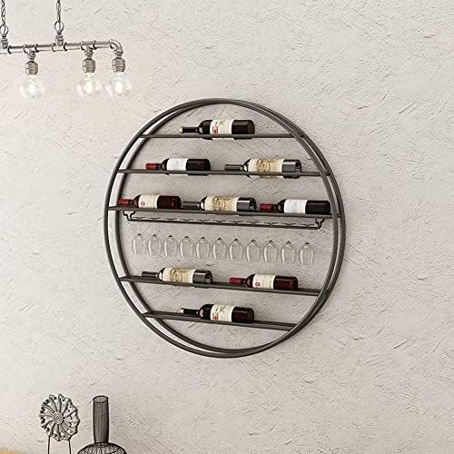 Wall-Mounted Wine Rack with Glass Holder Industrial Style