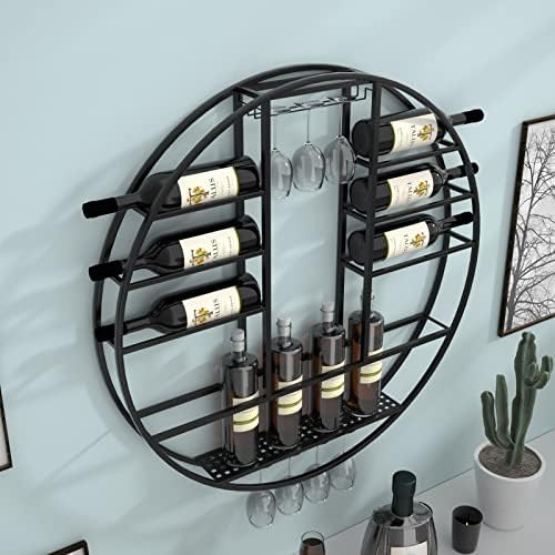 Pimex Wall-Mounted Wine Rack with Stemware Holder Black 80x11x80cm