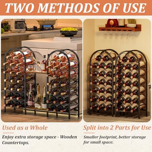 X-cosrack 40 Bottle Wine Rack with 2 Wooden Desktops