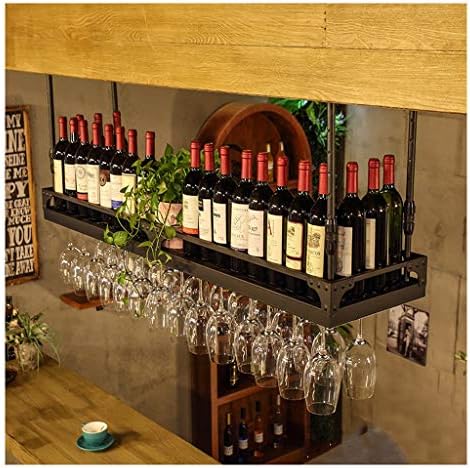 ZJDYDY Adjustable Ceiling Wine Rack with Retro Design