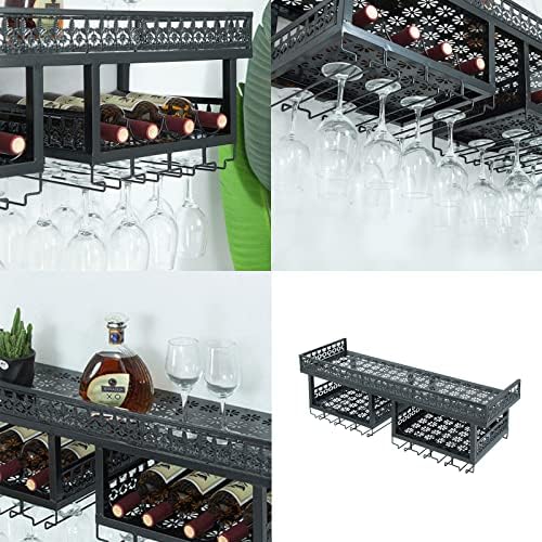 Gdrasuya10 Wall-Mounted Wine Rack with Glass Holder