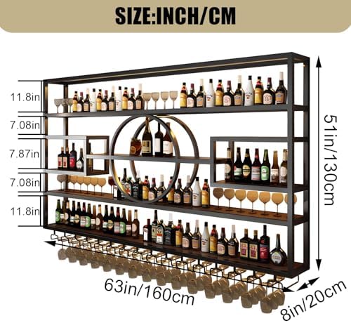 63 In Wall Mounted Wine Rack with Storage