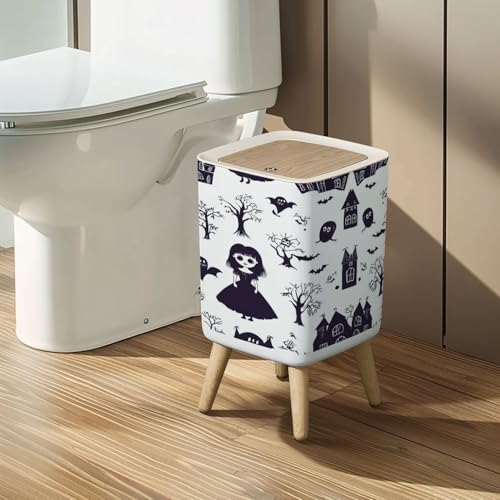Small Trash Can with Lid 26 Gallon Gothic Design Waste Bin