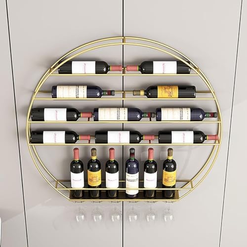 HUHJYUGE Wall-Mounted Wine Rack with Gold Finish