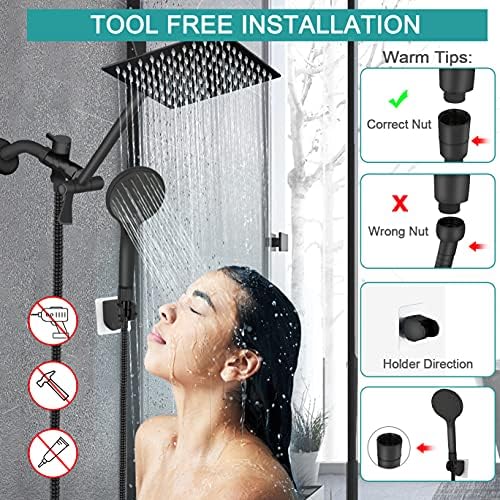 Tudoccy Handheld Shower Head Combo with 11 Extension Arm and 9 Spray Settings