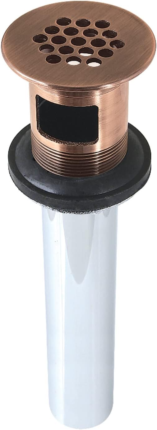 Kingston Brass KB500AC Trimscape Grid Drain with Overflow Antique Copper