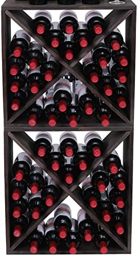 FDHUIJIA 48-Bottle Solid Wood Wine Rack Cube Rustic