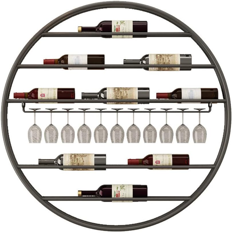 Wall-Mounted Wine Rack with Glass Holder Industrial Style