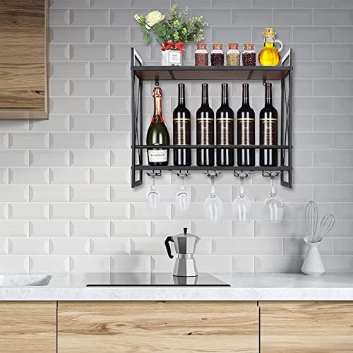 OBong 2-Tier Wall-Mounted Wine Rack with Guardrail and Floating Shelves