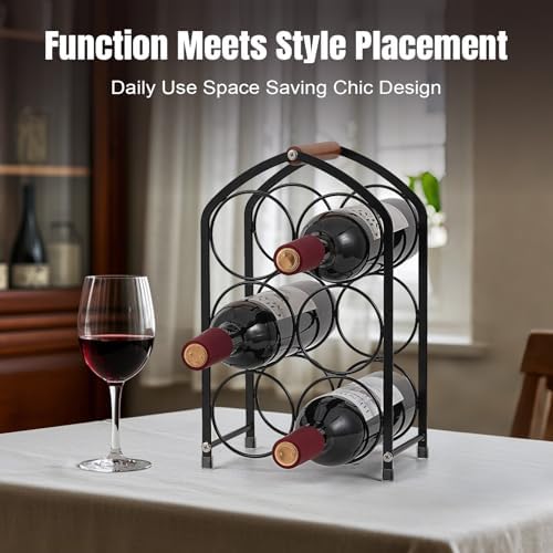 Tocemei 6-Bottle Tabletop Wine Rack Black