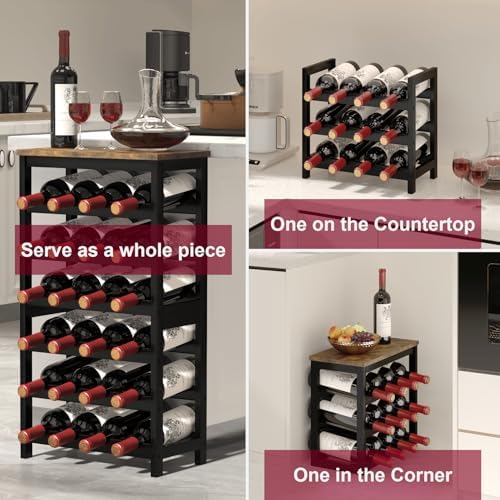 6 Tier Bamboo Wine Rack 24 Bottles Storage Display