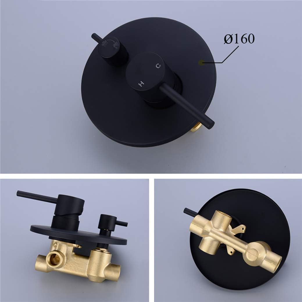 Brass Black Ceiling Mounted Diverter Shower Set with Rainfall and Handheld Shower