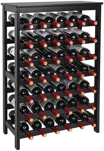 VASMIA 42 Bottles Bamboo Wine Rack 7-Tier Freestanding Floor