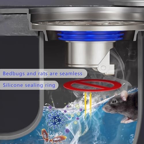 Lupdato Shower Floor Drain Backflow Preventer with Odor Control - Silver