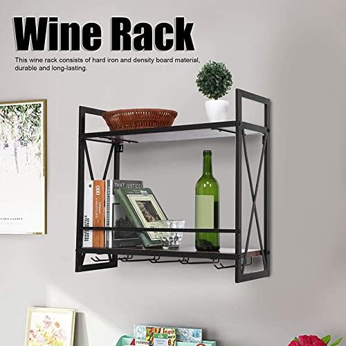 OBong 2-Tier Wall-Mounted Wine Rack with Guardrail and Floating Shelves