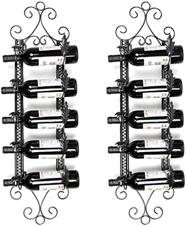 LASEVE Wall Mounted Wine Rack 5 Bottle Hold Rustic Industrial Style