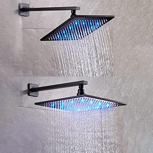 LED Shower Head Set with Waterfall Tub Spout and Handheld Shower