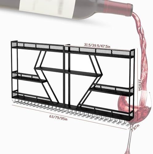 RAJYQODIS Wall-Mounted Wine Rack with Stemware Storage