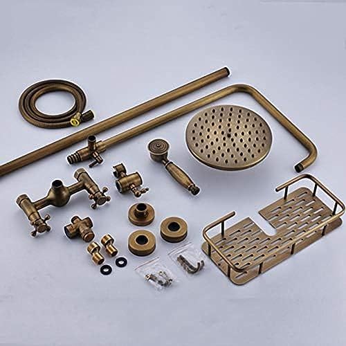 TECKI Antique Brass 8 Rainfall Shower Set with Handheld Sprayer