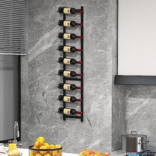 GOFLAME Wall-Mounted Wine Rack for 9 Bottles