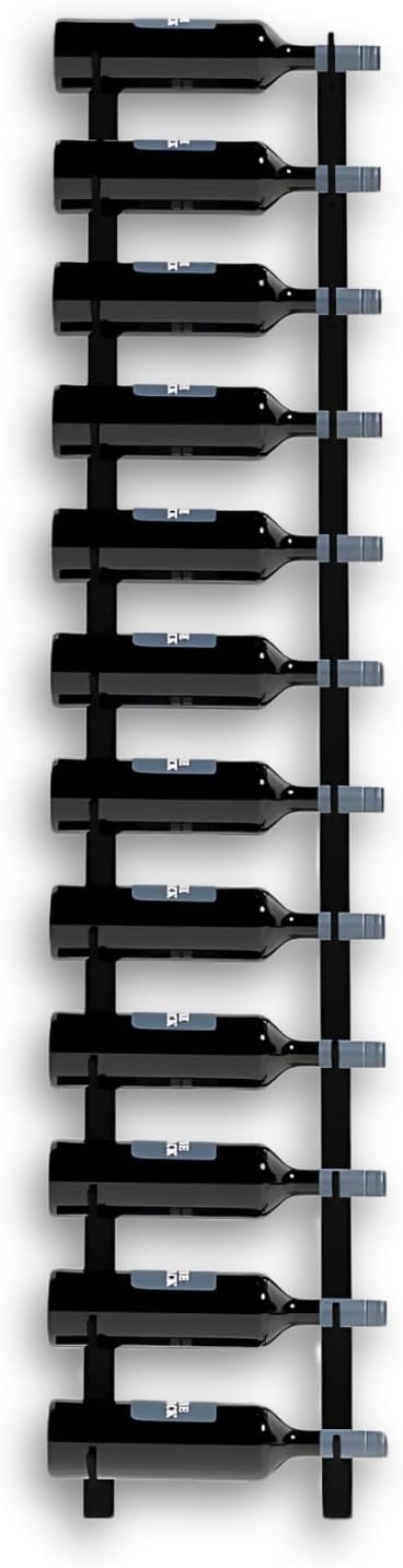 12-Bottle Black Metal Wall Wine Rack Modern Industrial Style