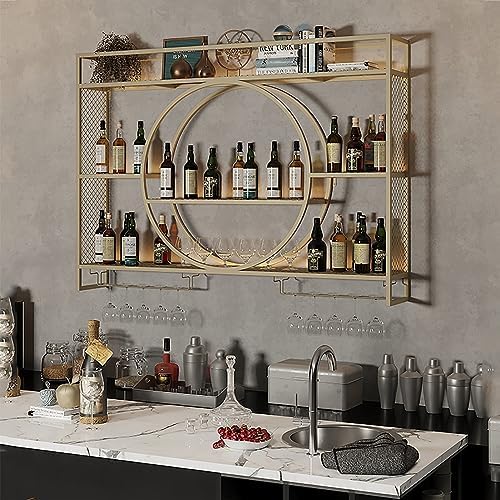 XONJEMU Wall-Mounted Wine Rack with Stemware Hanger