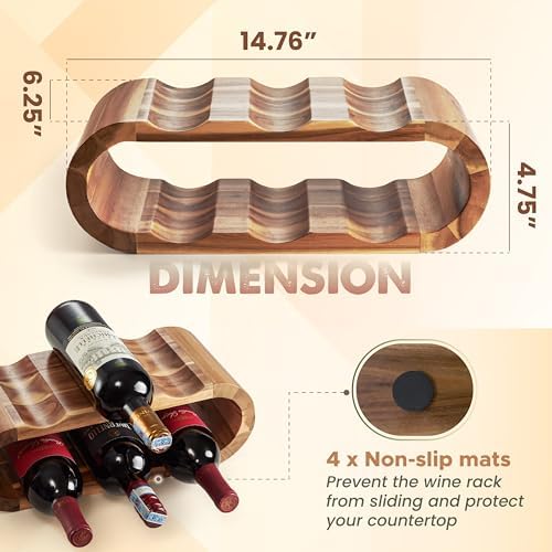BLUEWEST 6 Bottle Wooden Wine Rack Stand 1