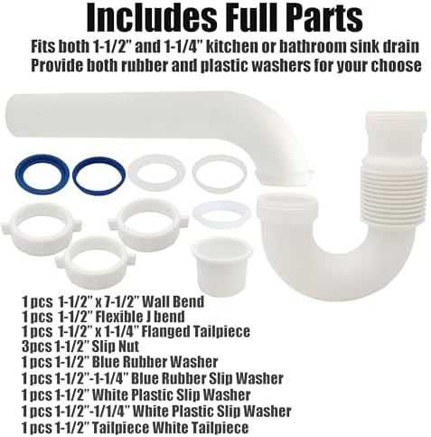 Variimage Flexible P Trap for Kitchen and Bathroom Sinks