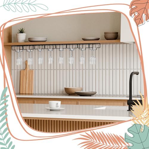 8 Row Wine Glass Rack 315 Inch Cabinet Holder Black