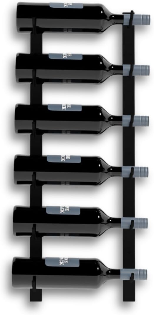 Wine Stack 6-Bottle Black Metal Wall Wine Rack