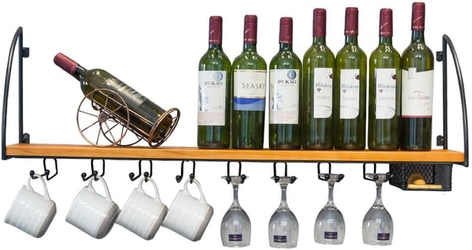 Industrial Style Wall Mounted Wine Rack Organizer - Black 100CM