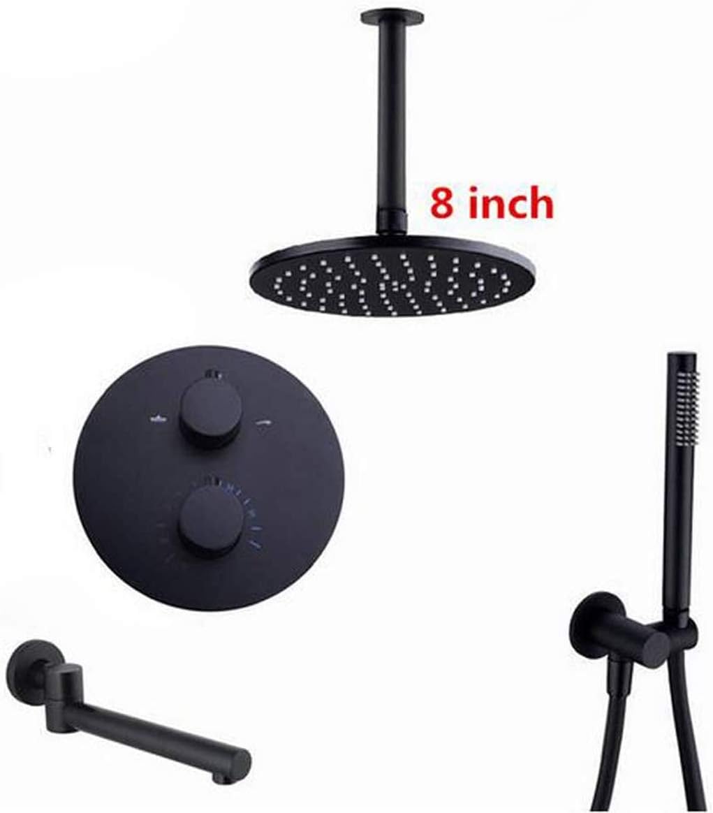 Luxury Shower Set with Thermostatic Brass Black Shower System