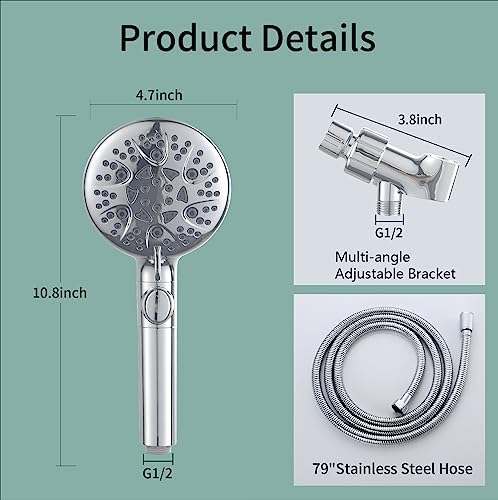 WHZeffect Handheld Shower Head with 8 Spray Settings
