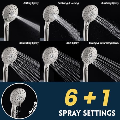 Ryamen Dual Shower Head Combo with 6 Settings Adjustable Slide Bar