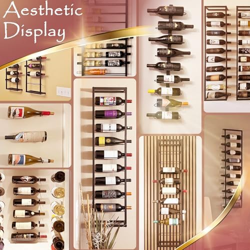 AQAREA Wall Mounted Wine Rack - 10 Bottle Metal Holder Black