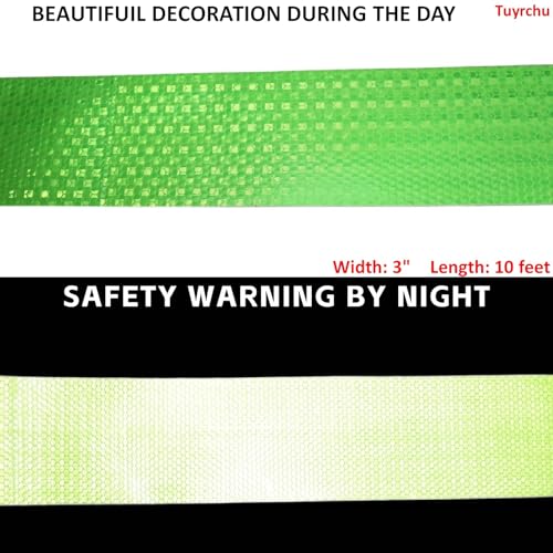 Green Reflective Tape 3in x 10ft for Safety and Bike Use