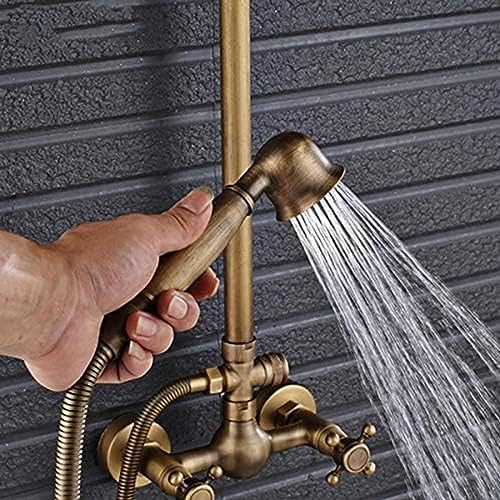 TECKI Antique Brass 8 Rainfall Shower Set with Handheld Sprayer