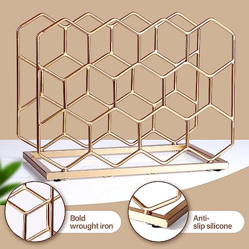 Drincarier 14 Bottle Gold Metal Wine Rack - Modern Freestanding Tabletop Display