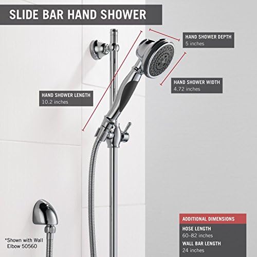 Delta Faucet 57021 Slide Bar Handshake Showerhead Chrome 4 Settings