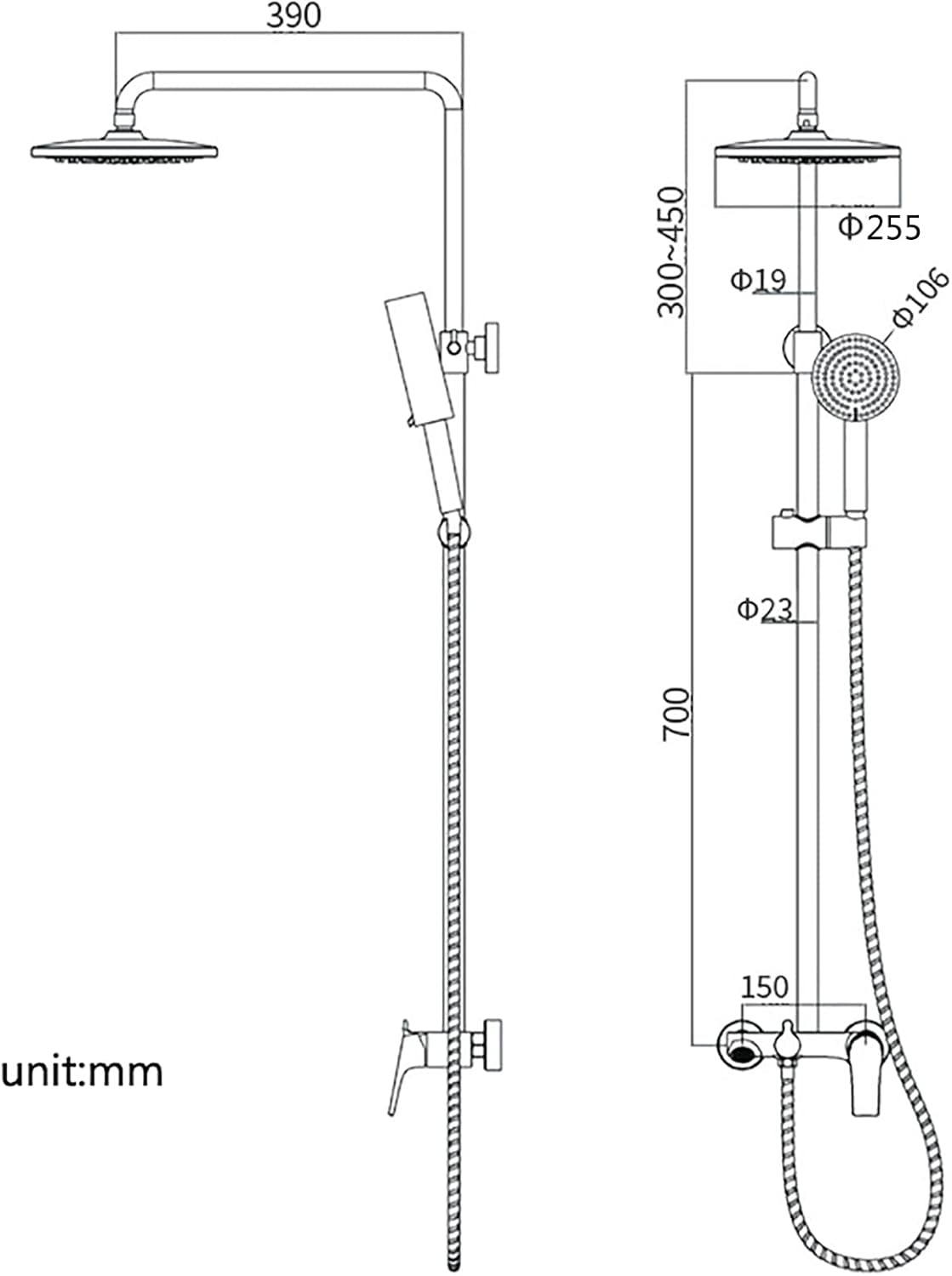 10 Inch Black Gold Shower System with 2 Mode Handheld 1