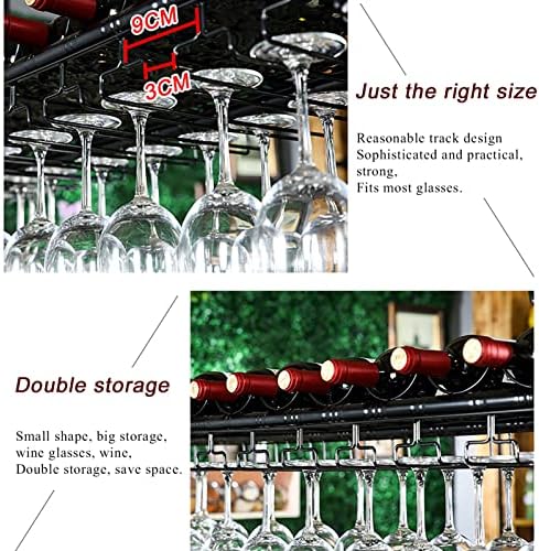 ZJDYDY Wall-Mounted Wine Rack with Bottle Holder Black 60x35cm