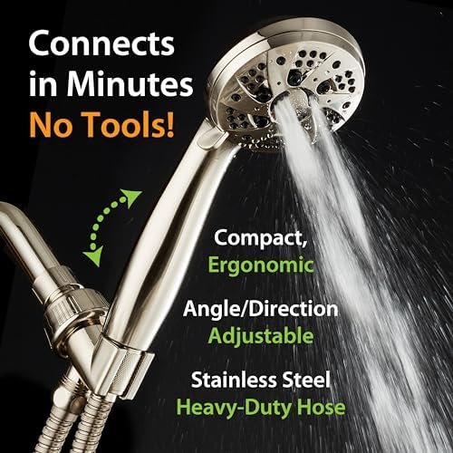 AquaDance 6-Setting Handheld Shower Head with Nickel Finish