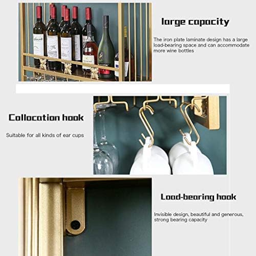 Wall-Mounted Wine Rack with Hooks and Dual Layer Storage